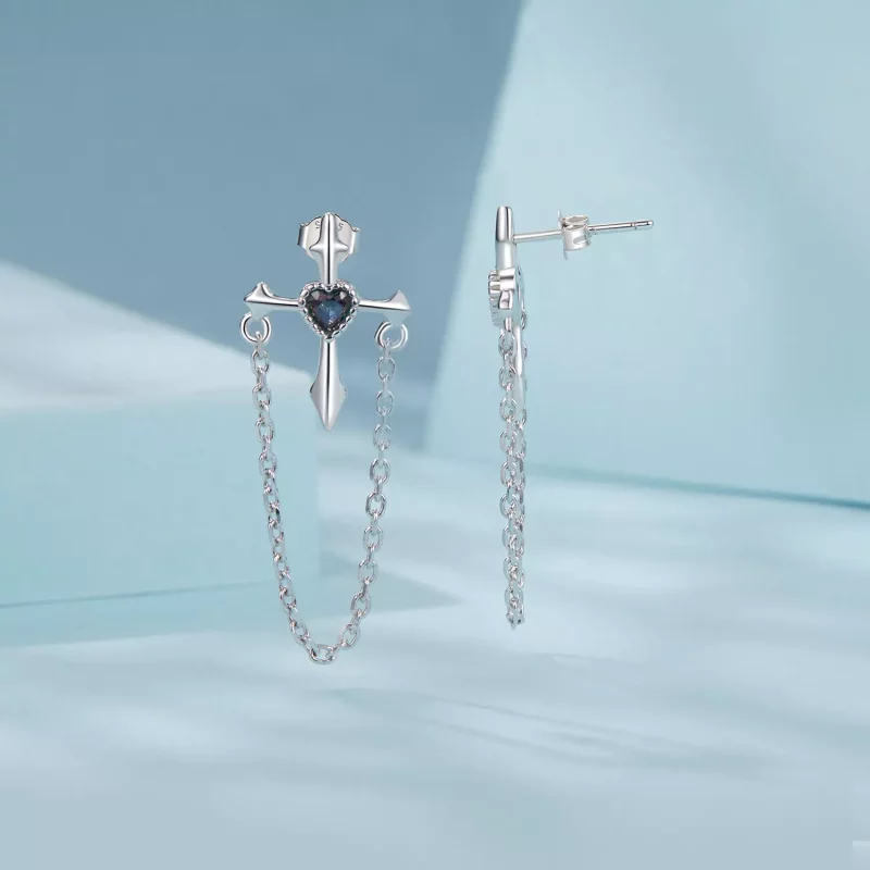 (imagen para) Pendientes con cadena cruzada estilo PANDORA - SCE1808 - Ver 3