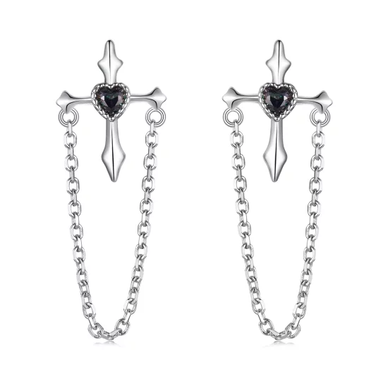 (imagen para) Pendientes con cadena cruzada estilo PANDORA - SCE1808