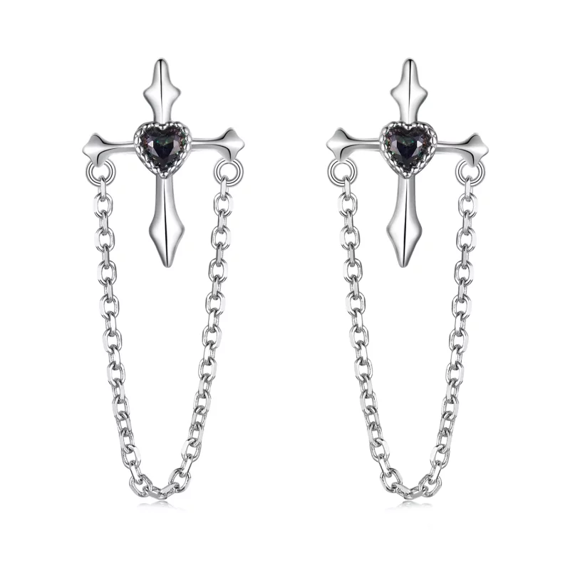 (imagen para) Pendientes con cadena cruzada estilo PANDORA - SCE1808