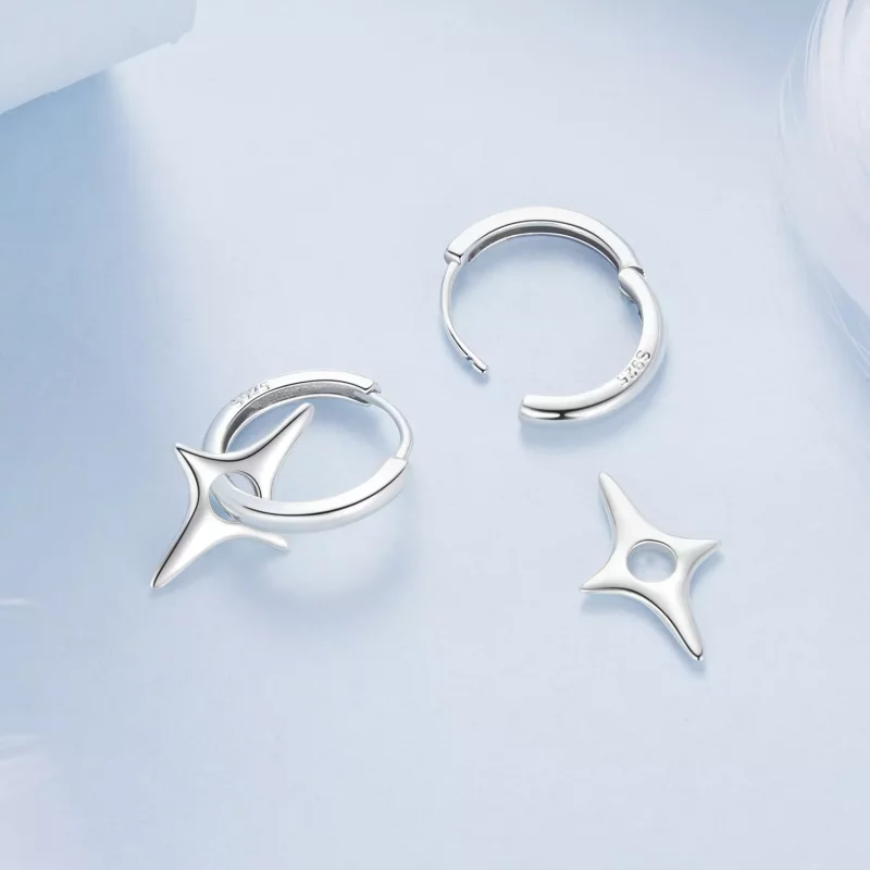 (imagen para) Pendientes con estrellas estilo PANDORA - BSE1083 - Ver 4