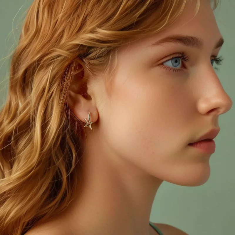 (imagen para) Pendientes con estrellas estilo PANDORA - BSE1083 - Ver 8