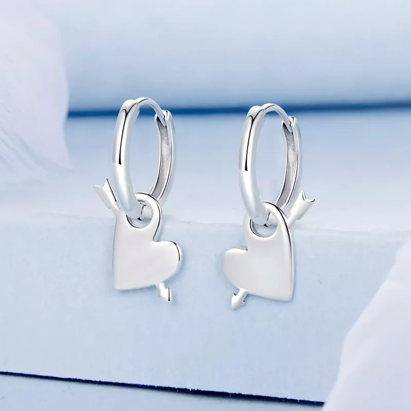 (imagen para) Pendientes con forma de corazón estilo PANDORA - BSE1082 - Ver 2