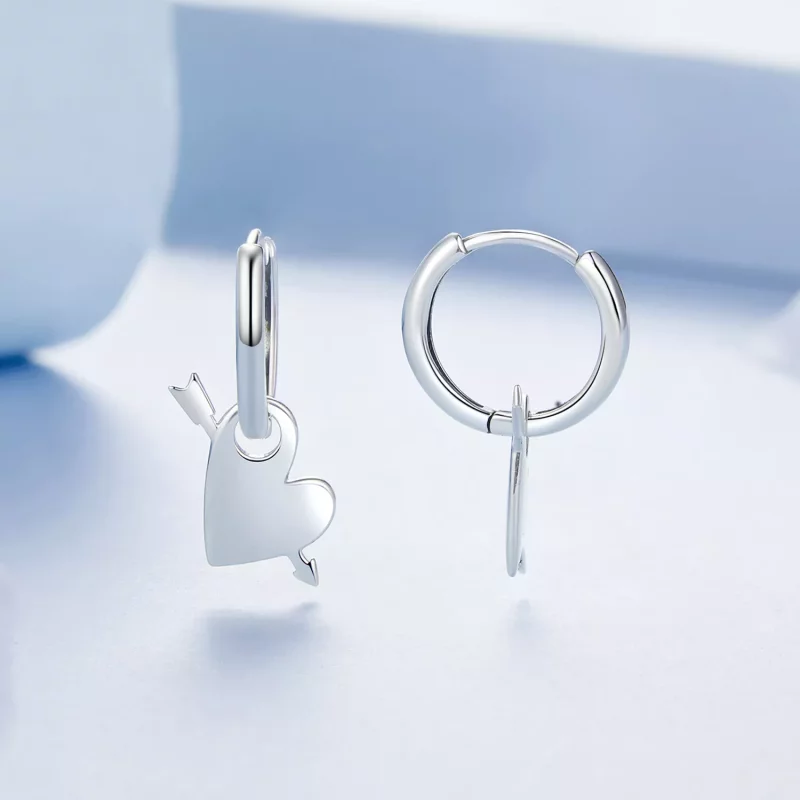 (imagen para) Pendientes con forma de corazón estilo PANDORA - BSE1082 - Ver 3