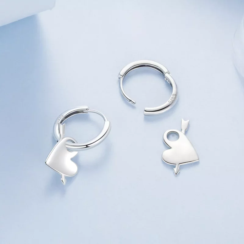 (imagen para) Pendientes con forma de corazón estilo PANDORA - BSE1082 - Ver 4