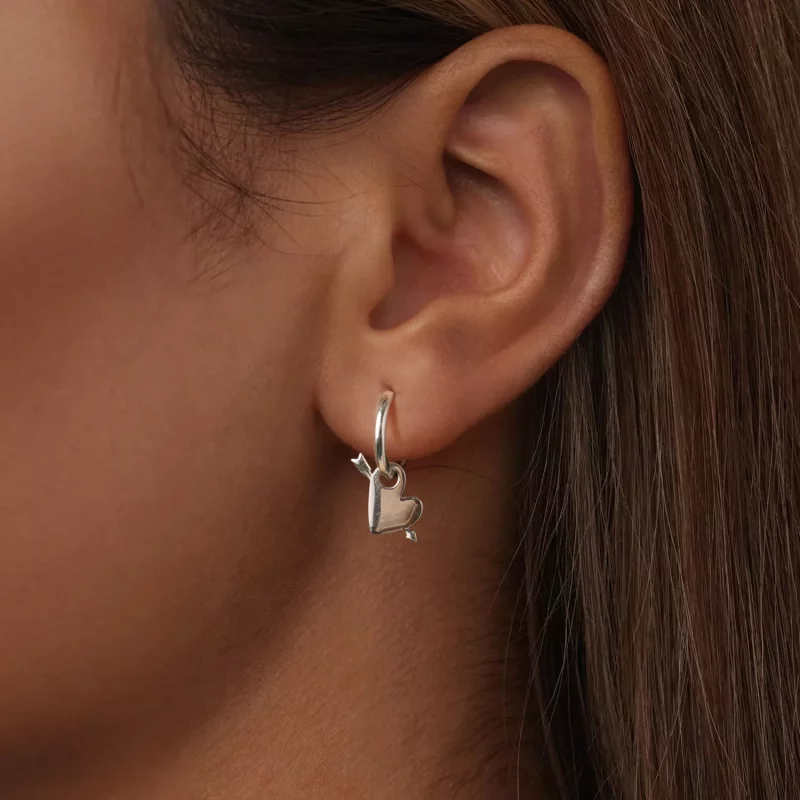 (imagen para) Pendientes con forma de corazón estilo PANDORA - BSE1082 - Ver 6