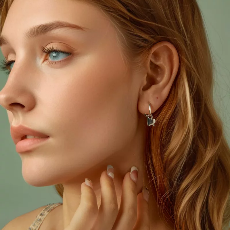 (imagen para) Pendientes con forma de corazón estilo PANDORA - BSE1082 - Ver 7