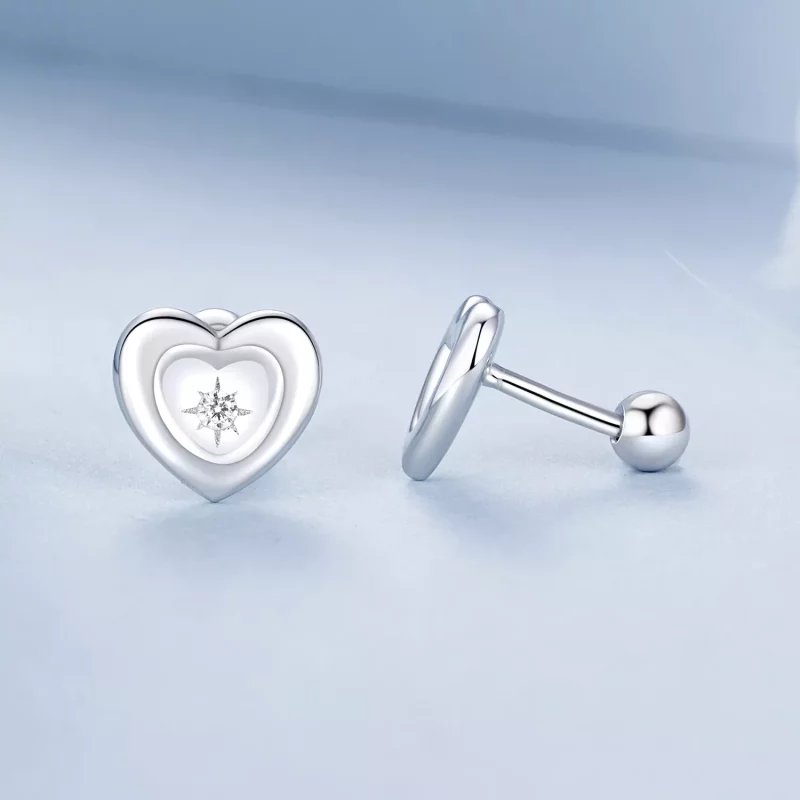(imagen para) Pendientes con forma de corazón y estrella estilo PANDORA - BSE1045 - Ver 4
