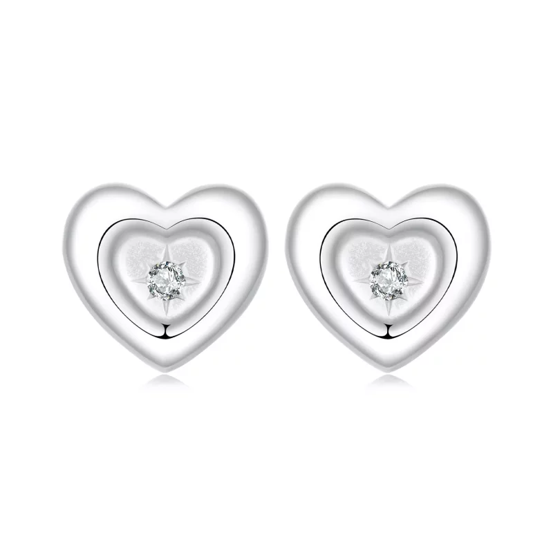 (imagen para) Pendientes con forma de corazón y estrella estilo PANDORA - BSE1045