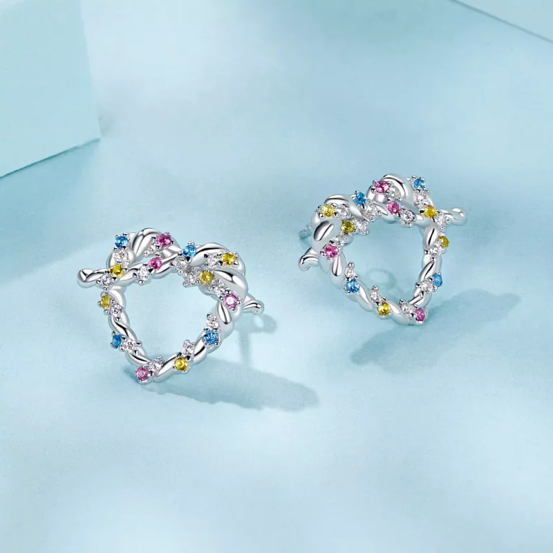 (imagen para) Pendientes con forma de corazón y giro estilo PANDORA - SCE1776 - Ver 3