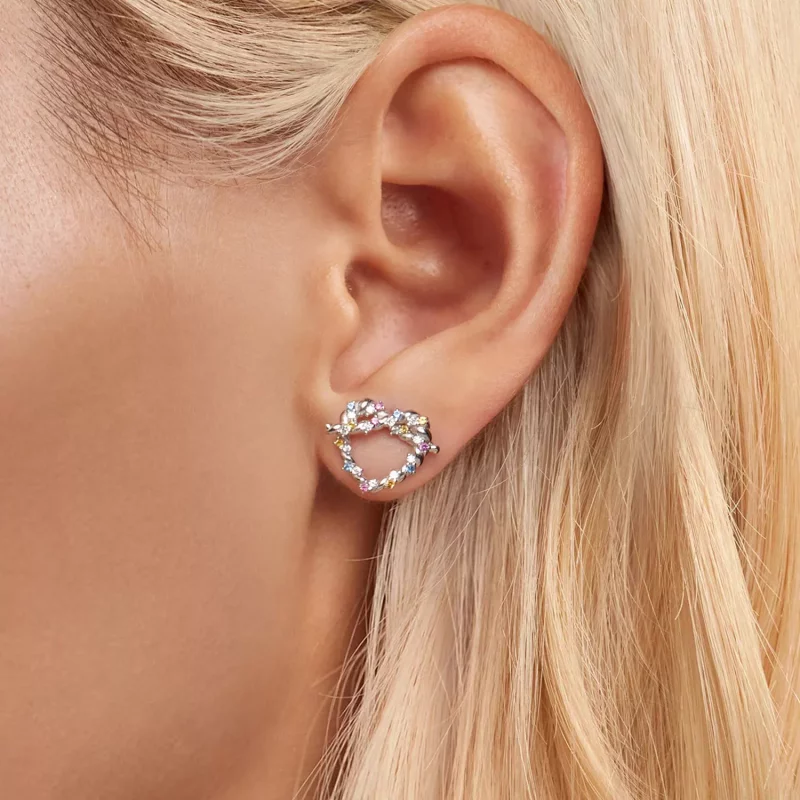 (imagen para) Pendientes con forma de corazón y giro estilo PANDORA - SCE1776 - Ver 5