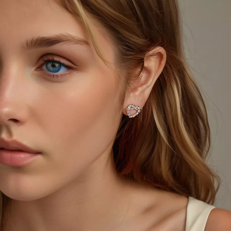 (imagen para) Pendientes con forma de corazón y giro estilo PANDORA - SCE1776 - Ver 8