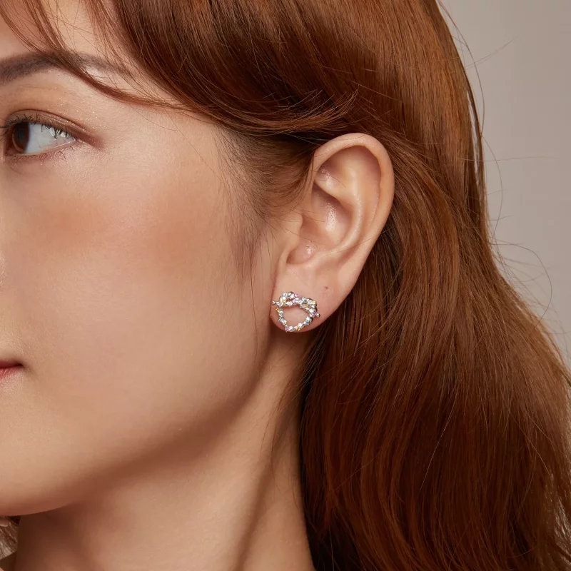 (imagen para) Pendientes con forma de corazón y giro estilo PANDORA - SCE1776 - Ver 9