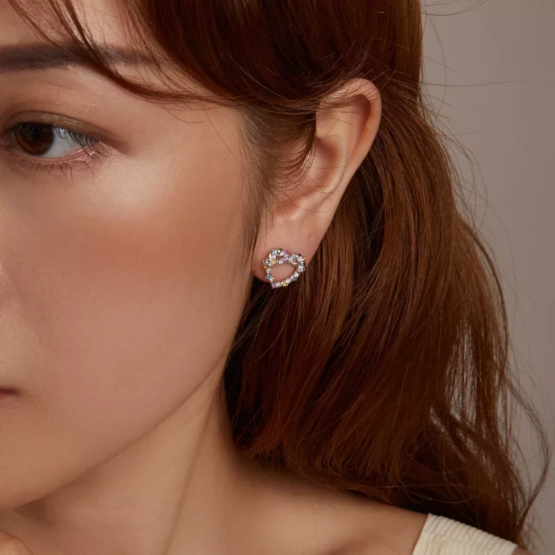 (imagen para) Pendientes con forma de corazón y giro estilo PANDORA - SCE1776 - Ver 10