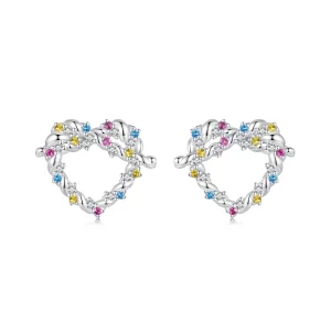 (imagen para) Pendientes con forma de corazón y giro estilo PANDORA - SCE1776