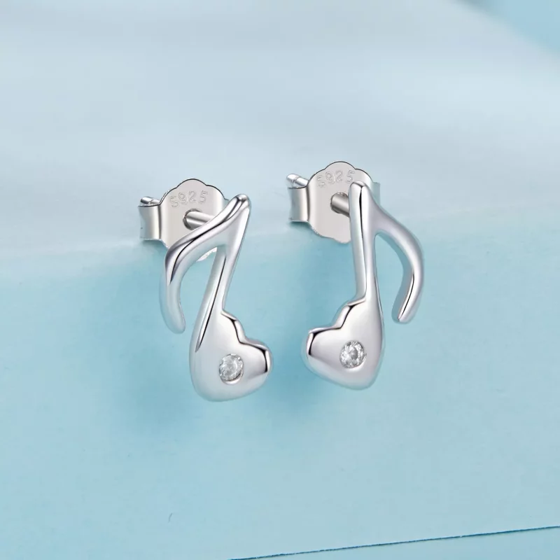 (imagen para) Pendientes con nota musical en forma de corazón estilo PANDORA - SCE1805 - Ver 2