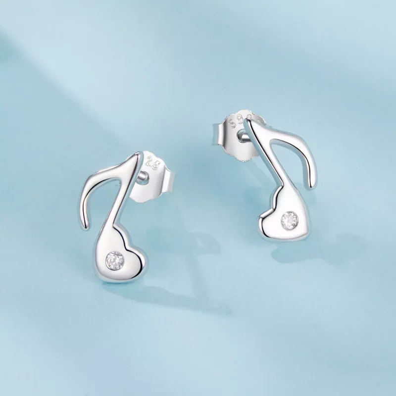(imagen para) Pendientes con nota musical en forma de corazón estilo PANDORA - SCE1805 - Ver 3