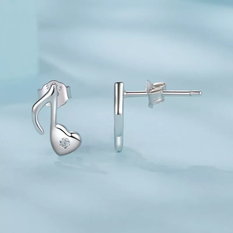 (imagen para) Pendientes con nota musical en forma de corazón estilo PANDORA - SCE1805 - Ver 4