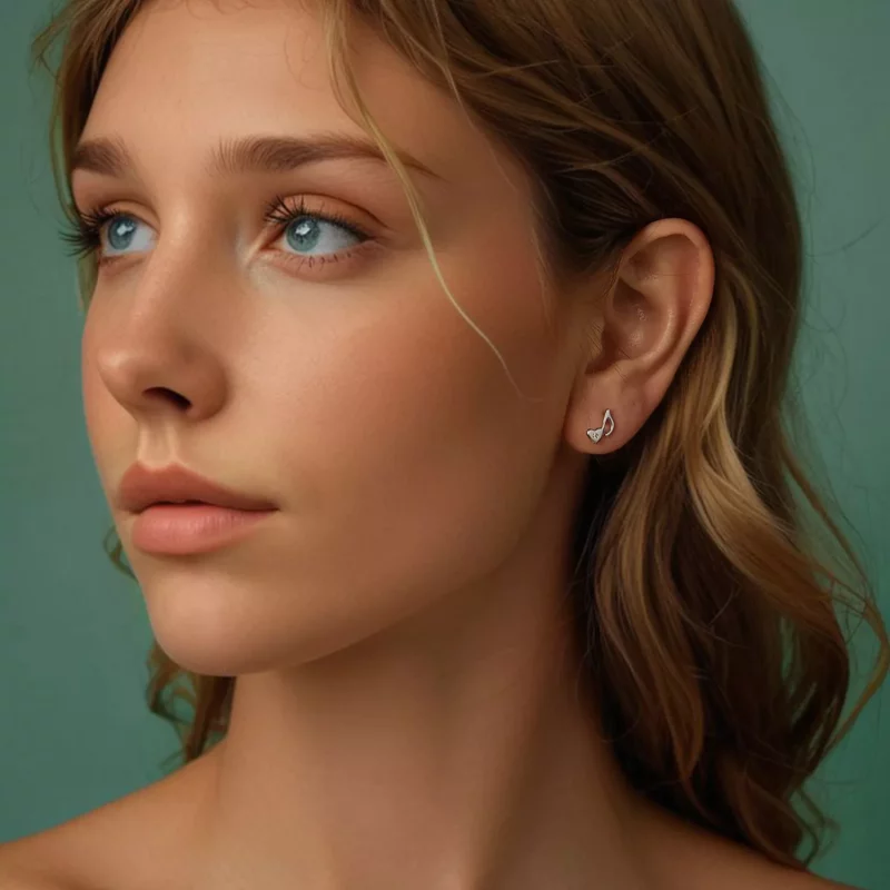 (imagen para) Pendientes con nota musical en forma de corazón estilo PANDORA - SCE1805 - Ver 7