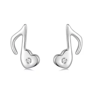 (imagen para) Pendientes con nota musical en forma de corazón estilo PANDORA - SCE1805
