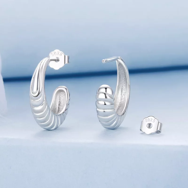 (imagen para) Pendientes con textura de temperamento estilo PANDORA - BSE1058 - Ver 2