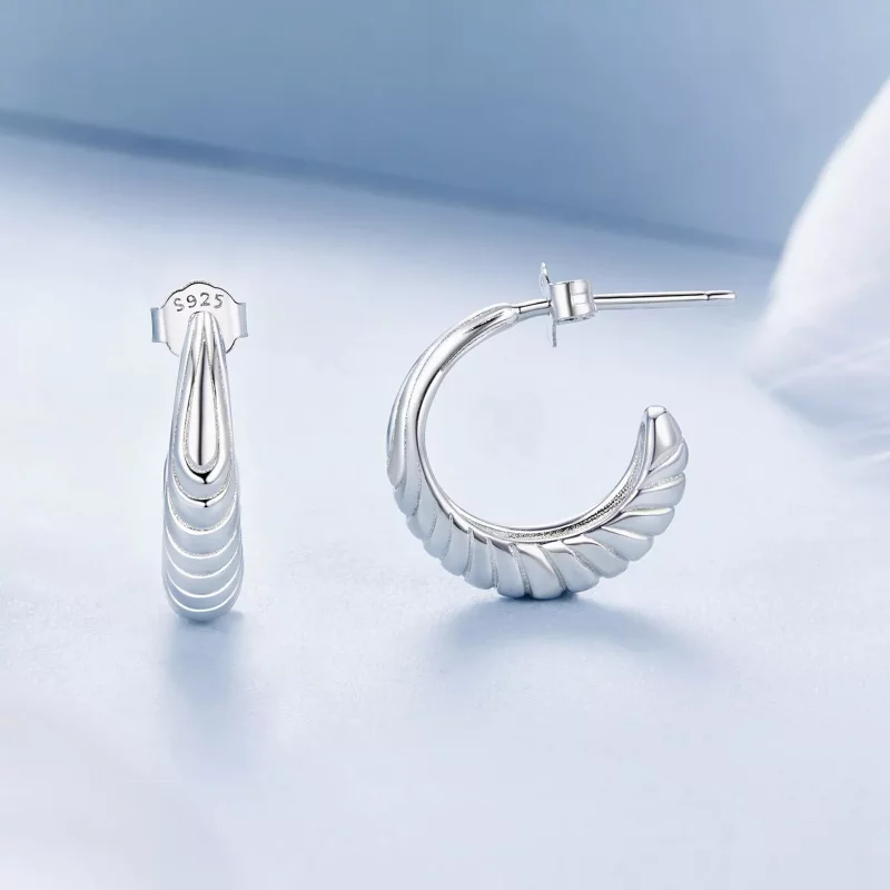 (imagen para) Pendientes con textura de temperamento estilo PANDORA - BSE1058 - Ver 4