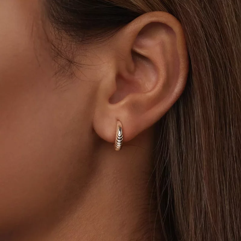 (imagen para) Pendientes con textura de temperamento estilo PANDORA - BSE1058 - Ver 6