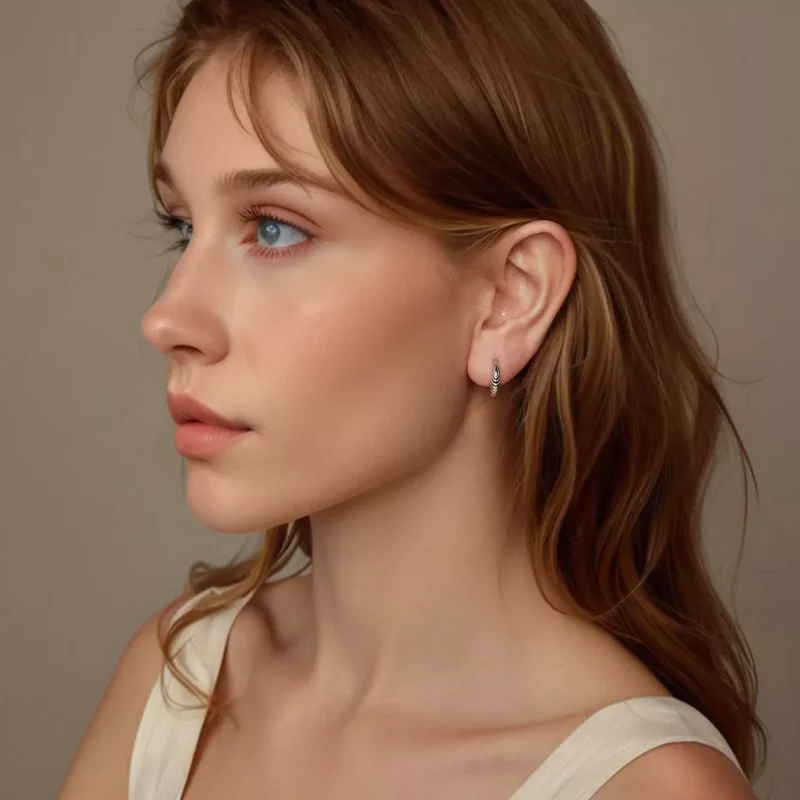(imagen para) Pendientes con textura de temperamento estilo PANDORA - BSE1058 - Ver 7