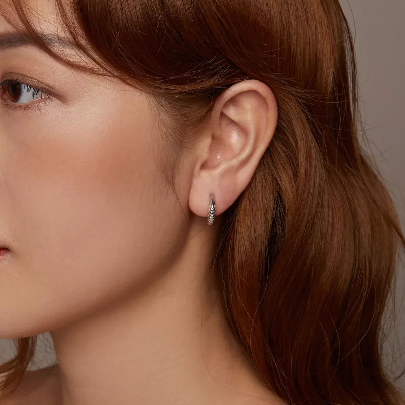 (imagen para) Pendientes con textura de temperamento estilo PANDORA - BSE1058 - Ver 9