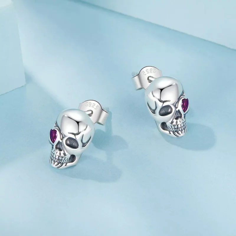 (imagen para) Pendientes de calavera estilo PANDORA - SCE1771 - Ver 3