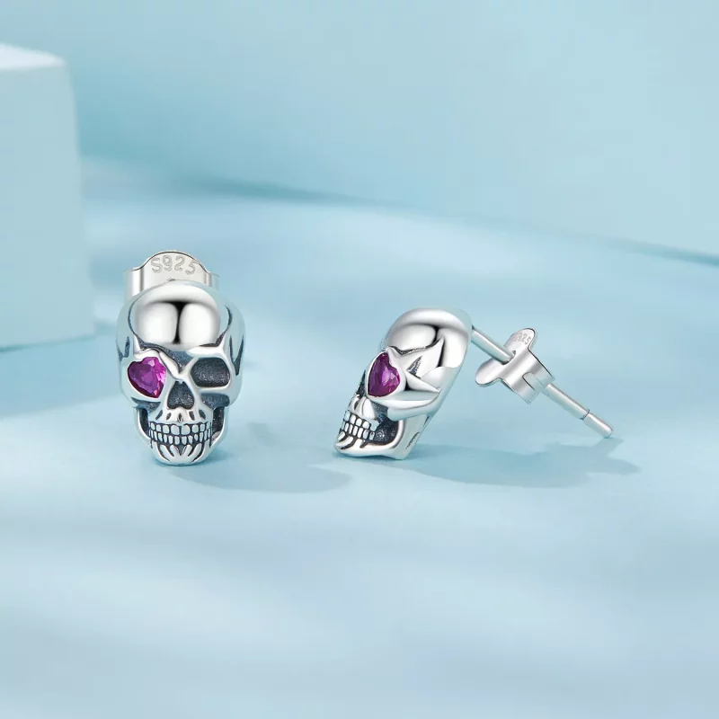 (imagen para) Pendientes de calavera estilo PANDORA - SCE1771 - Ver 4