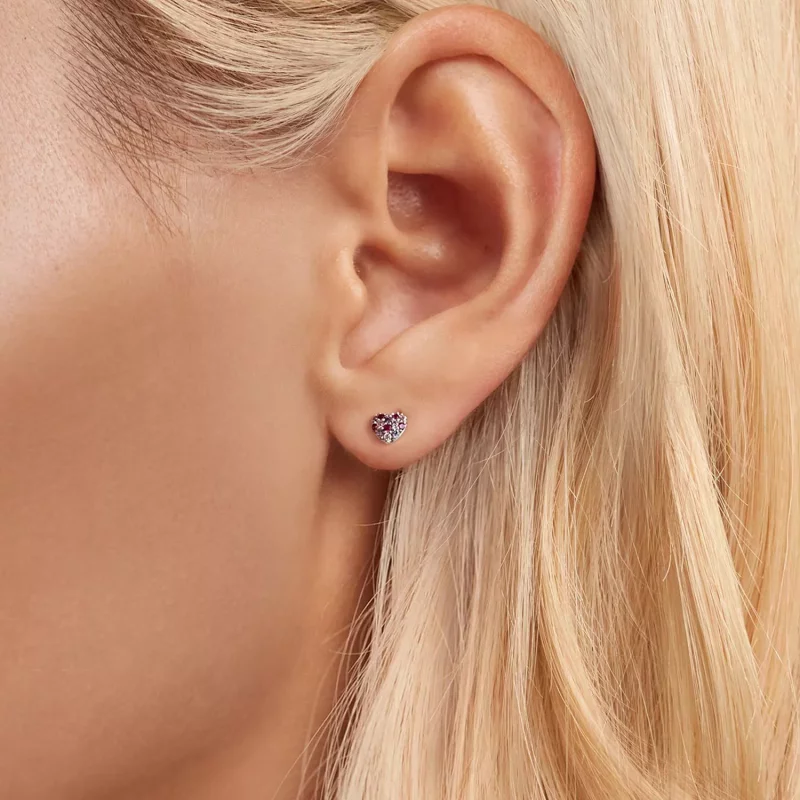 (imagen para) Pendientes de corazón de colores estilo PANDORA - BSE1044 - Ver 5