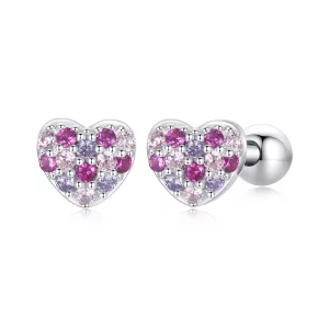 (imagen para) Pendientes de corazón de colores estilo PANDORA - BSE1044