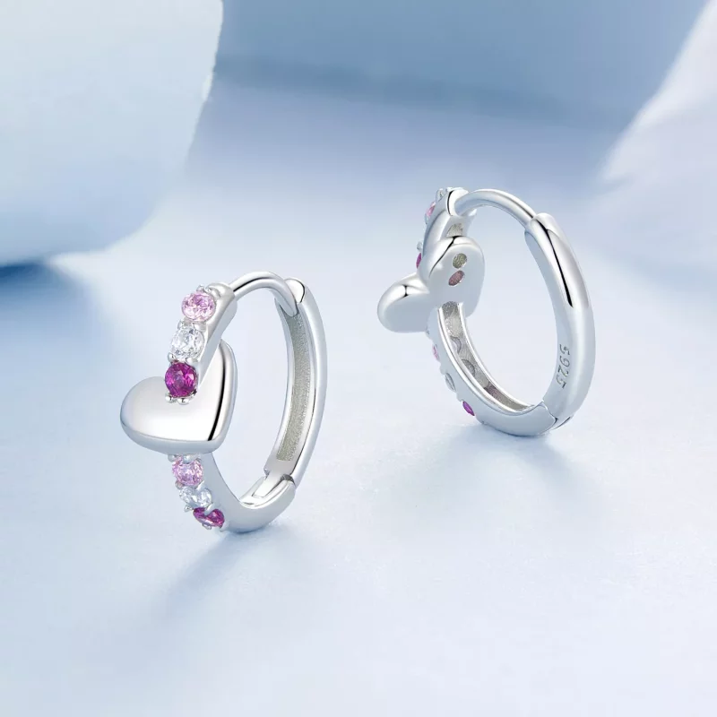 (imagen para) Pendientes de corazón de colores estilo PANDORA - BSE1049 - Ver 3
