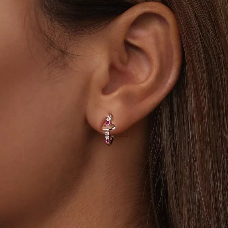(imagen para) Pendientes de corazón de colores estilo PANDORA - BSE1049 - Ver 6