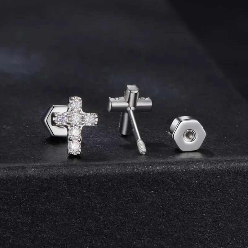 (imagen para) Pendientes de cruz estilo PANDORA (un certificado) - MSE070 - Ver 2