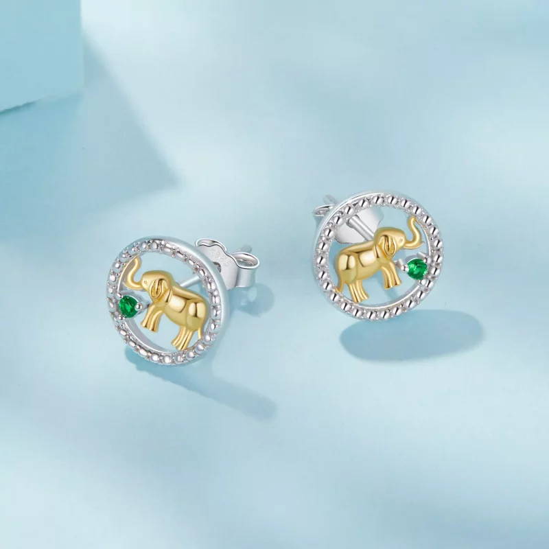(imagen para) Pendientes de elefante dorado estilo PANDORA - SCE1794 - Ver 3