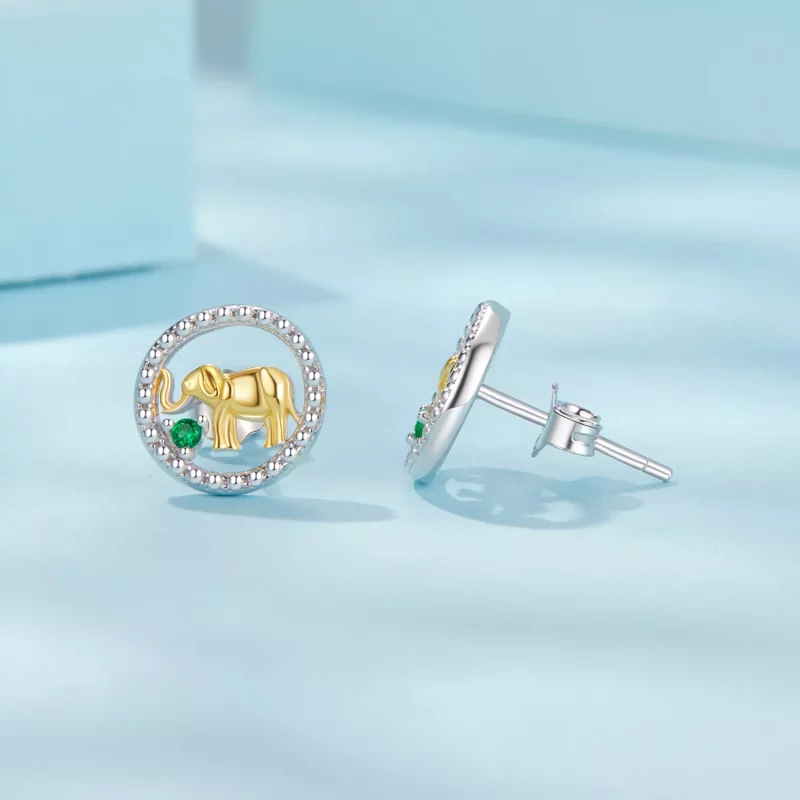 (imagen para) Pendientes de elefante dorado estilo PANDORA - SCE1794 - Ver 4