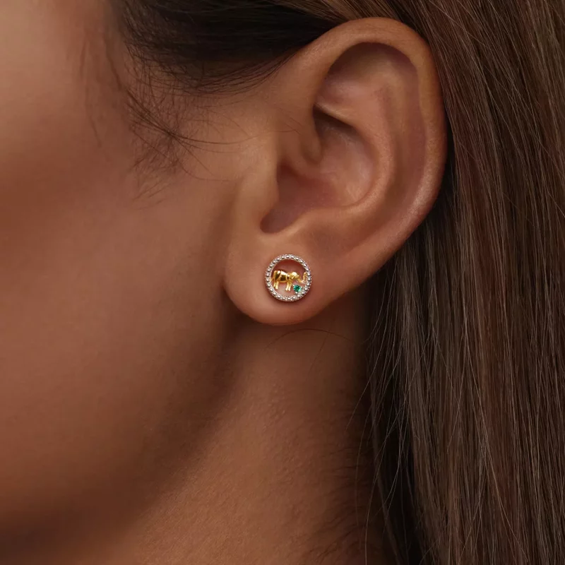 (imagen para) Pendientes de elefante dorado estilo PANDORA - SCE1794 - Ver 6