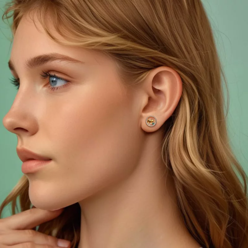 (imagen para) Pendientes de elefante dorado estilo PANDORA - SCE1794 - Ver 8