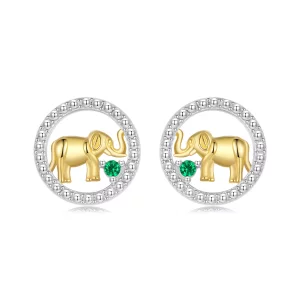 (imagen para) Pendientes de elefante dorado estilo PANDORA - SCE1794