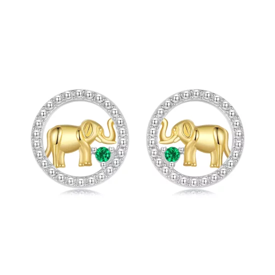 (imagen para) Pendientes de elefante dorado estilo PANDORA - SCE1794