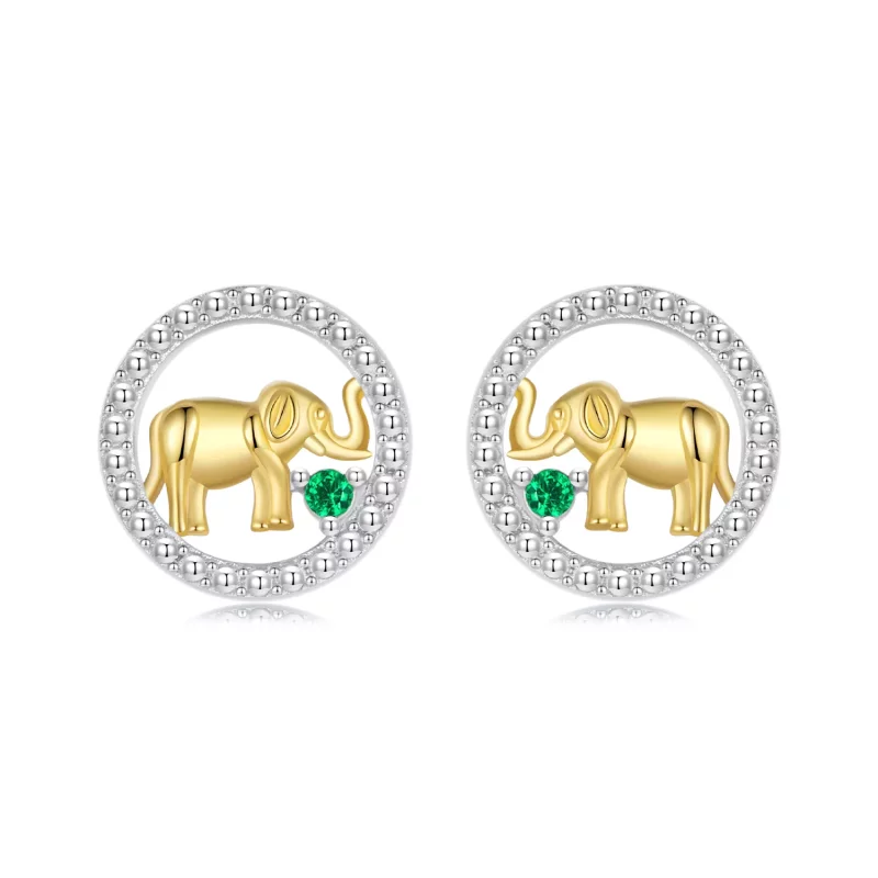 (imagen para) Pendientes de elefante dorado estilo PANDORA - SCE1794