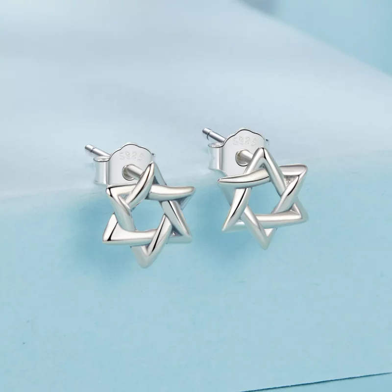 (imagen para) Pendientes de estrella de seis puntas estilo PANDORA - SCE1809 - Ver 2