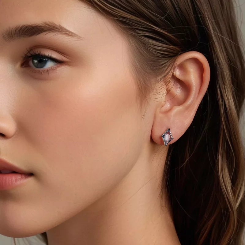 (imagen para) Pendientes de estrella estilo PANDORA - BSE1050 - Ver 7