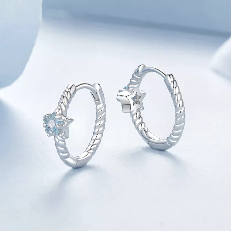 (imagen para) Pendientes de estrella estilo PANDORA - BSE1090 - Ver 4