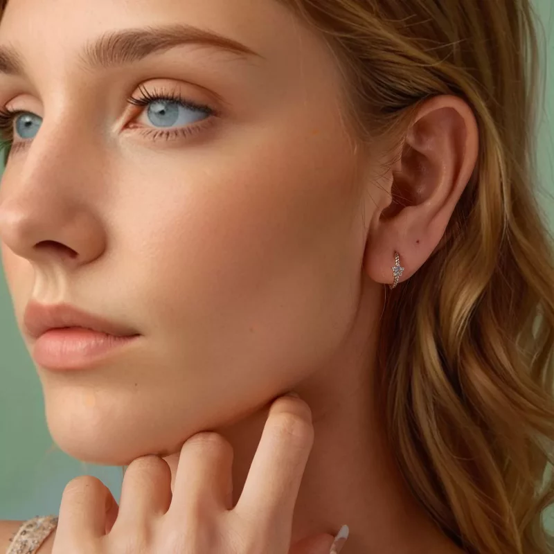 (imagen para) Pendientes de estrella estilo PANDORA - BSE1090 - Ver 7