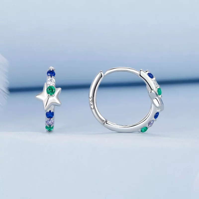 (imagen para) Pendientes de estrellas de colores estilo PANDORA - BSE1048 - Ver 2