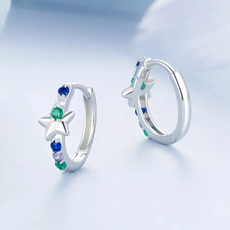 (imagen para) Pendientes de estrellas de colores estilo PANDORA - BSE1048 - Ver 3