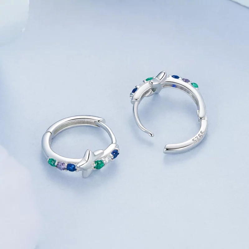 (imagen para) Pendientes de estrellas de colores estilo PANDORA - BSE1048 - Ver 4