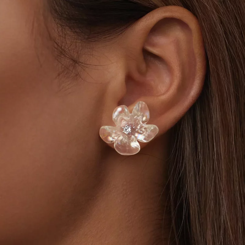 (imagen para) Pendientes de flores frescas estilo PANDORA - SCE1804 - Ver 6